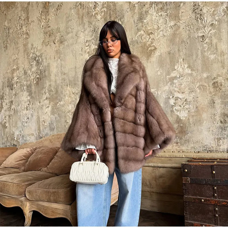 Fashion Medium-length Fur Coat Women Elegant
