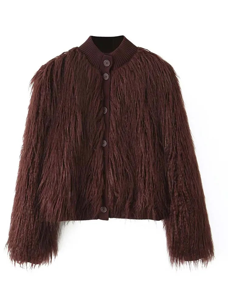 Faux Fur Knitted Short Coats