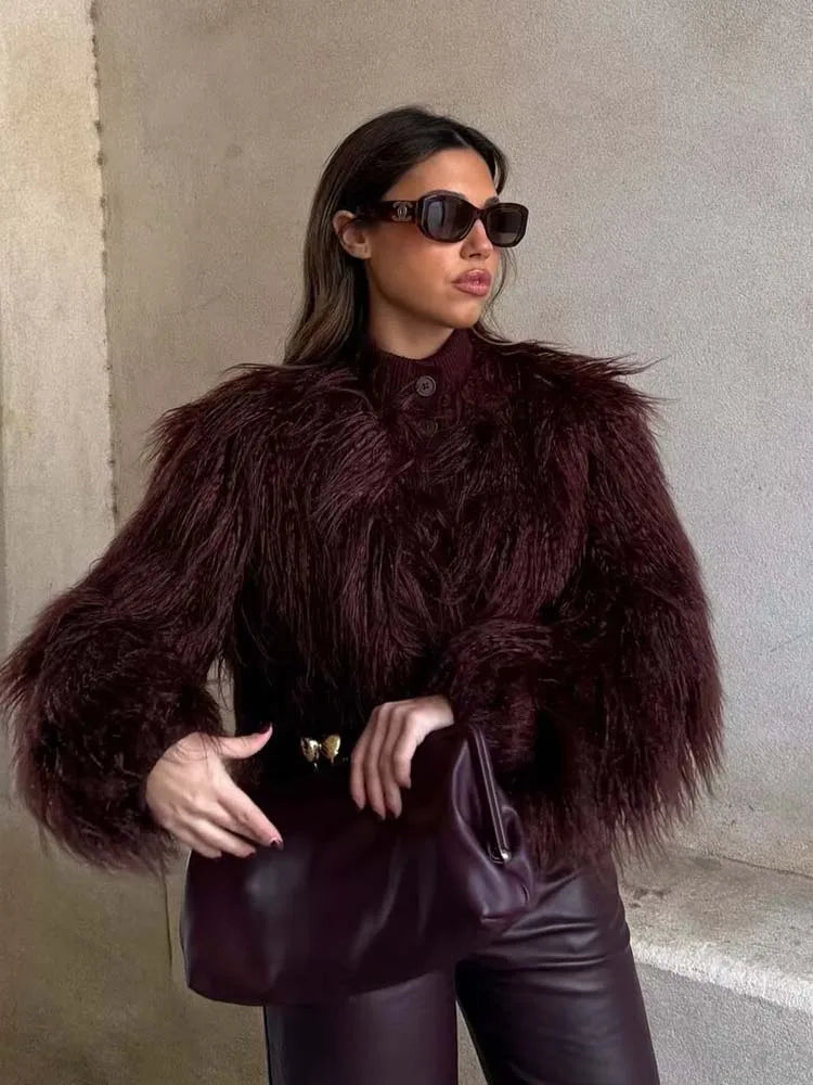 Faux Fur Knitted Short Coats