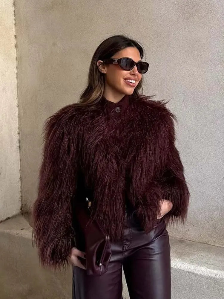 Faux Fur Knitted Short Coats