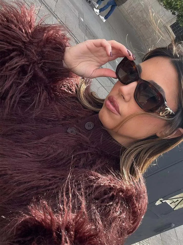 Faux Fur Knitted Short Coats