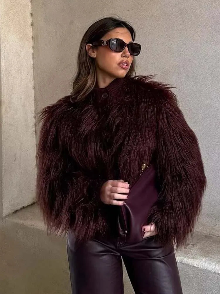 Faux Fur Knitted Short Coats
