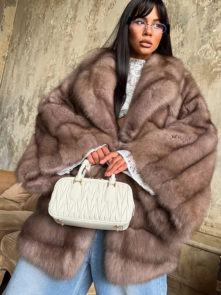 Fashion Medium-length Fur Coat Women Elegant