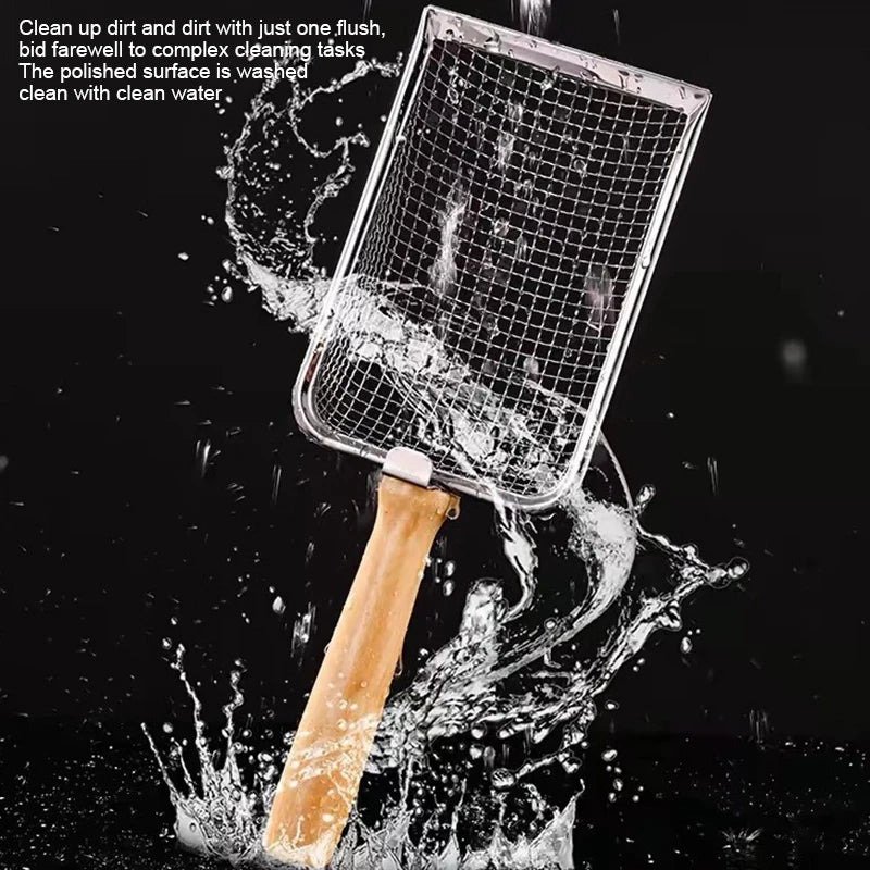 Cat Litter Shovel Wood Handle Metal Scooper
