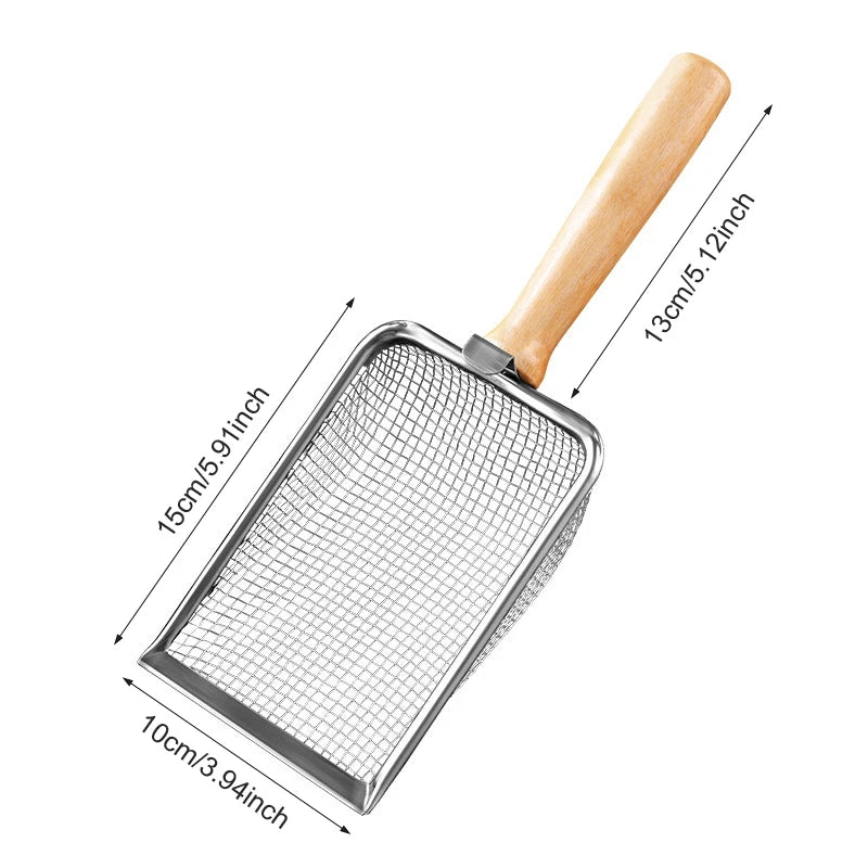 Cat Litter Shovel Wood Handle Metal Scooper